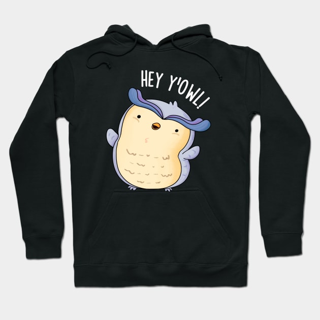Hey Y'Owl Funny Owl Pun Hoodie by punnybone